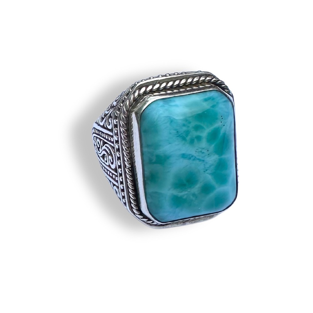 Balinese Style Sterling Silver Larimar Ring